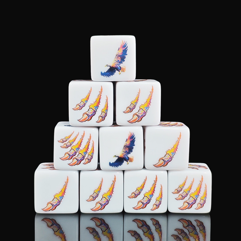 Board Game Dnd - 12PCS White Acrylic D6 Dice Set,Eagle