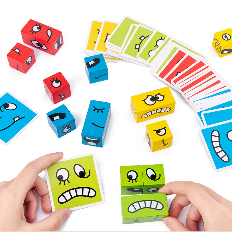 Board Game Enthusiast - 1Pcs Expressions Matching Puzzles Games Wooden