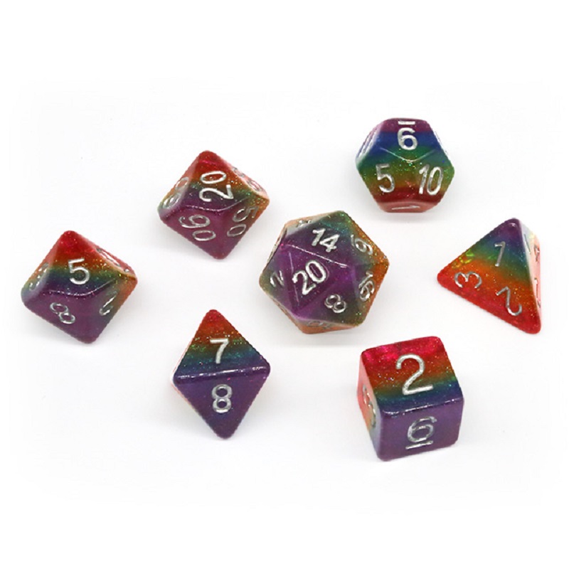 7Pcs/Set Polyhedral Rainbow Di - Board Game Dnd ulasan dan harga