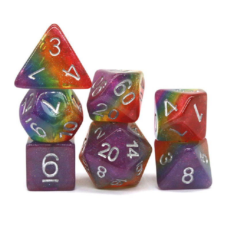 7Pcs/Set Polyhedral Rainbow Di - Board Game Dnd ulasan dan harga