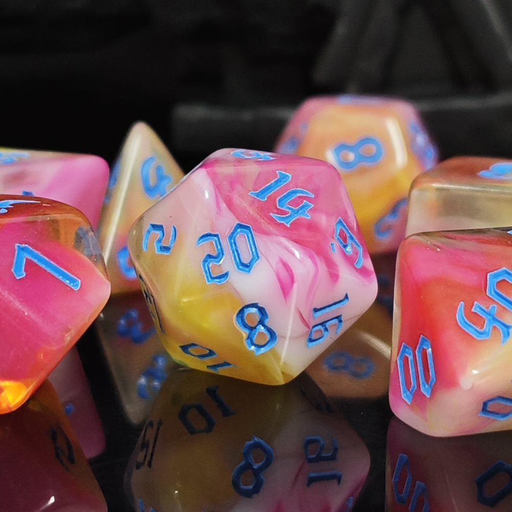 7Pcs Sunset Swirl Polyhedral D - Board Game Dnd ulasan dan harga