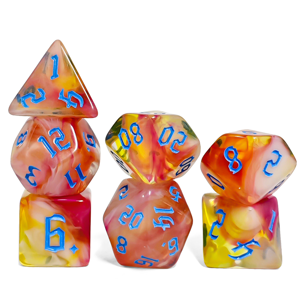 7Pcs Sunset Swirl Polyhedral D - Board Game Dnd ulasan dan harga
