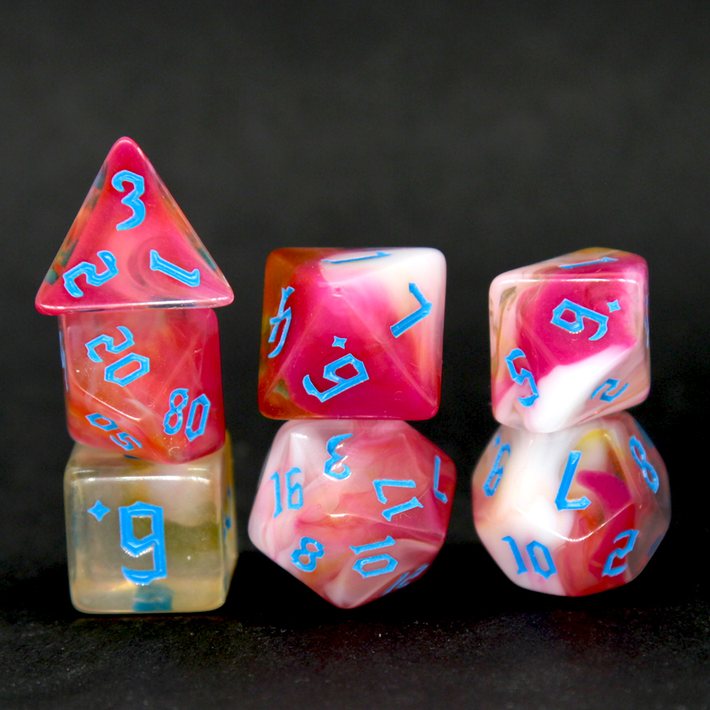 7Pcs Sunset Swirl Polyhedral D - Board Game Dnd ulasan dan harga