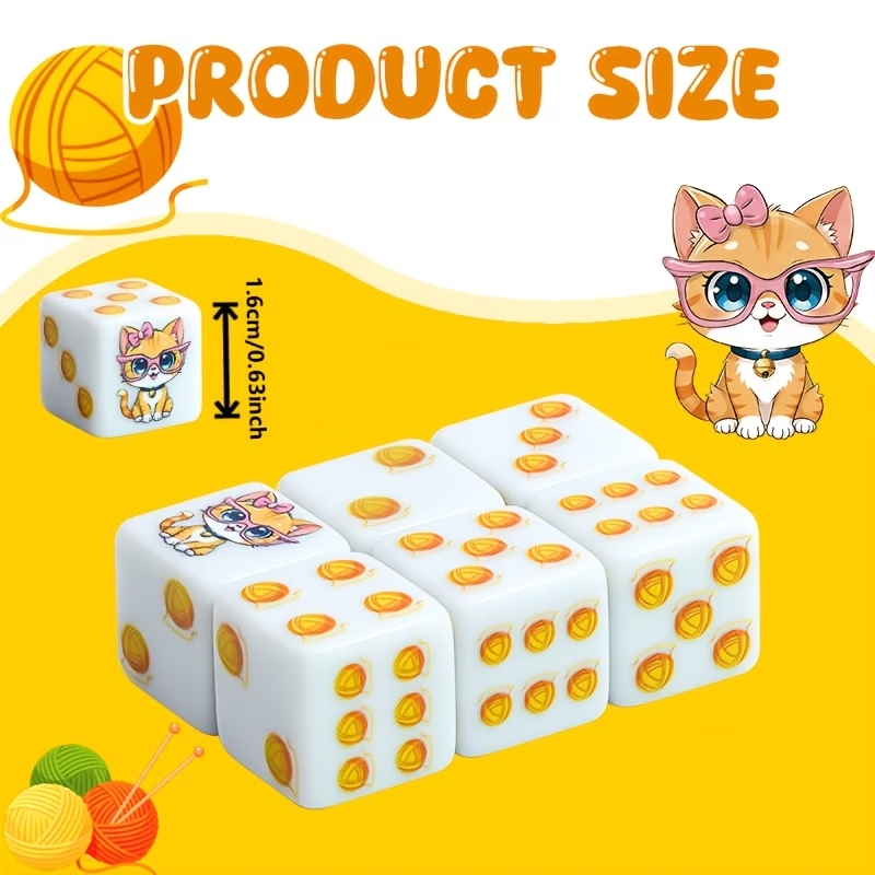 CANDYPIXEL 6PcsCat D6 Dice Set - Board Game Dnd ulasan dan harga