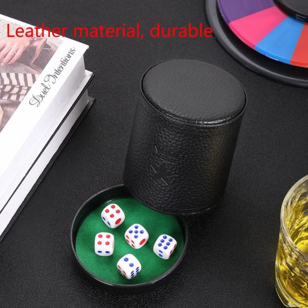 Green Red Leather Dice Cup wit - Board Game Yahtzee ulasan dan harga
