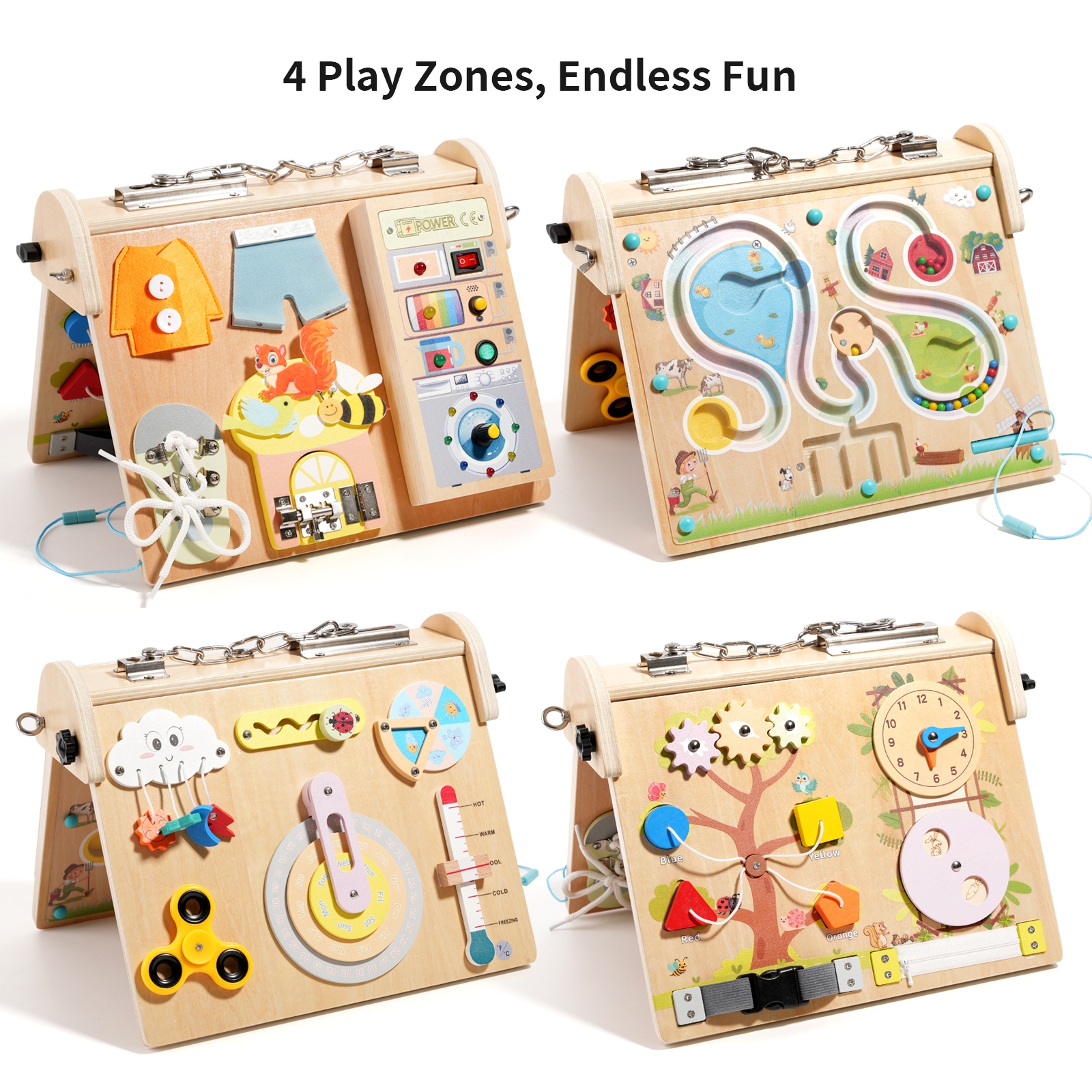 Wooden 4-in-1 Busy Board with  - Board Game Of Life ulasan dan harga