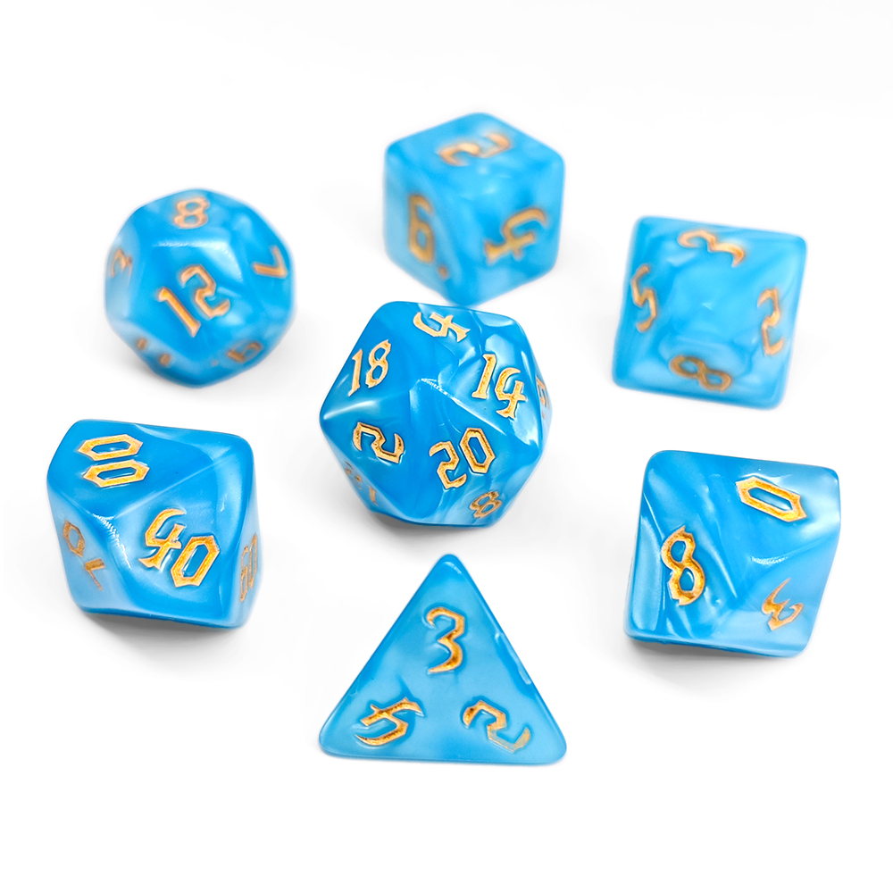 7Pcs Dark Blue Swirl Dice Set, - Board Game Dnd ulasan dan harga