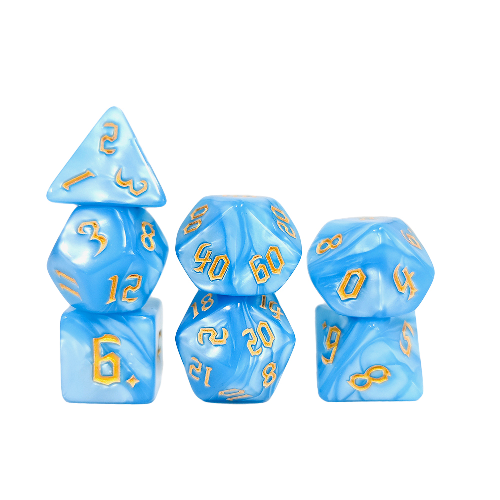 7Pcs Dark Blue Swirl Dice Set, - Board Game Dnd ulasan dan harga