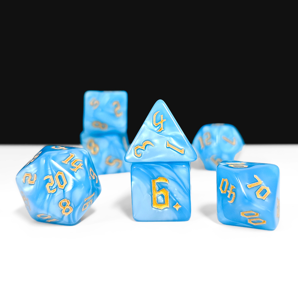 7Pcs Dark Blue Swirl Dice Set, - Board Game Dnd ulasan dan harga