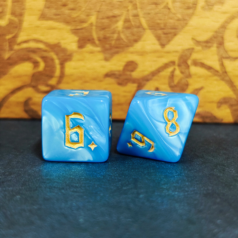7Pcs Dark Blue Swirl Dice Set, - Board Game Dnd ulasan dan harga