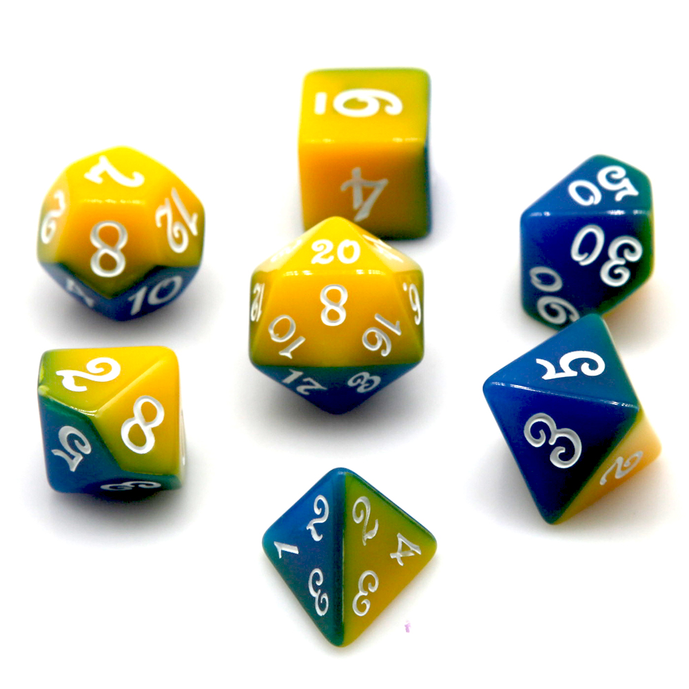 Blue & Yellow Dual Color Polyh - Board Game Dnd ulasan dan harga