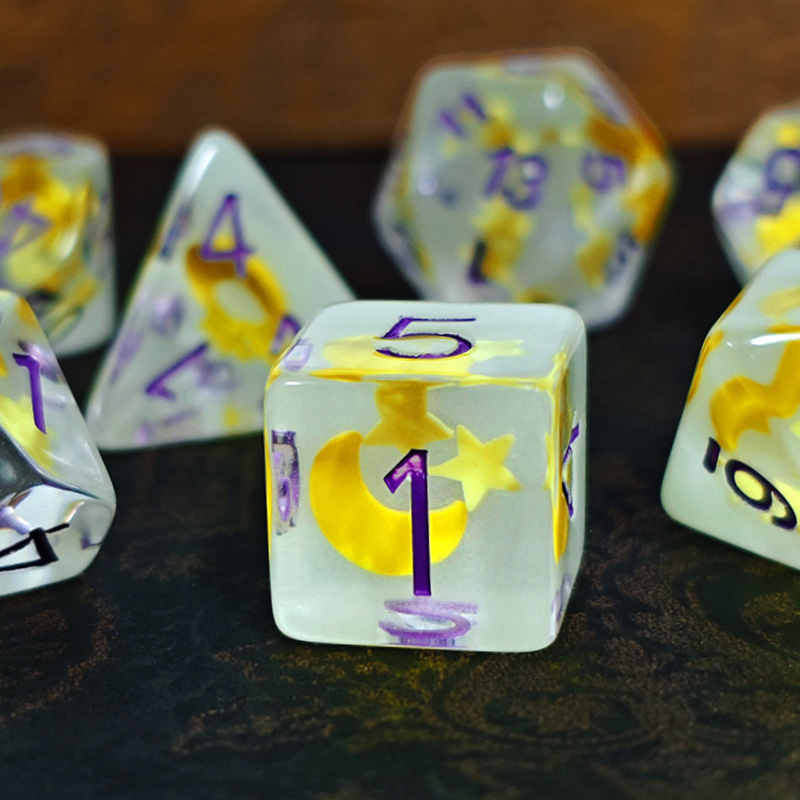 7pcs/set Luminous Polyhedral D - Board Game Dnd ulasan dan harga