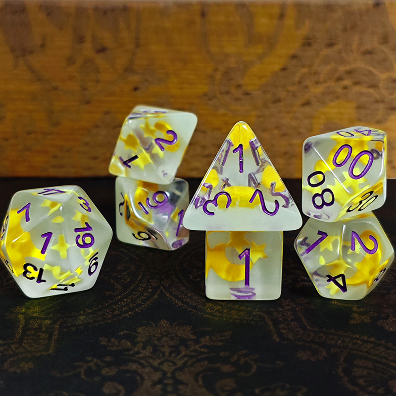 7pcs/set Luminous Polyhedral D - Board Game Dnd ulasan dan harga