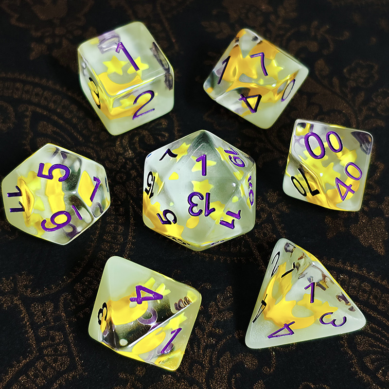 7pcs/set Luminous Polyhedral D - Board Game Dnd ulasan dan harga